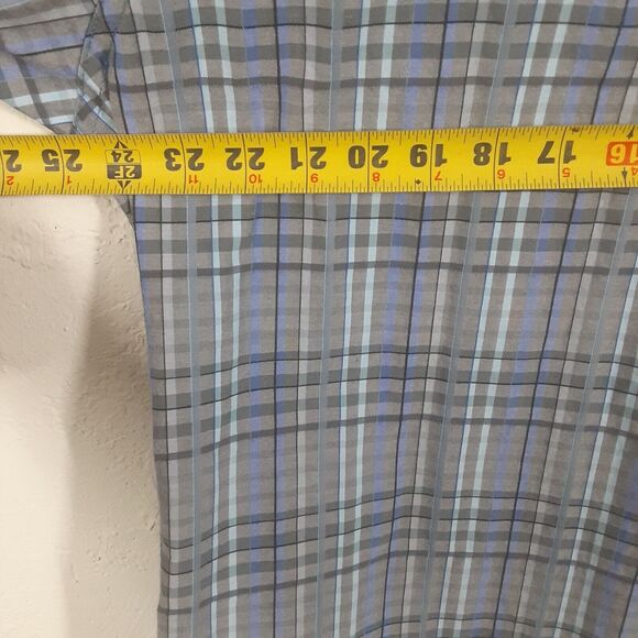 Structure Adult Mens XL Gray Blue Plaid Short Sleeve Button Up Shirt 100% Cotton - Picture 8 of 9
